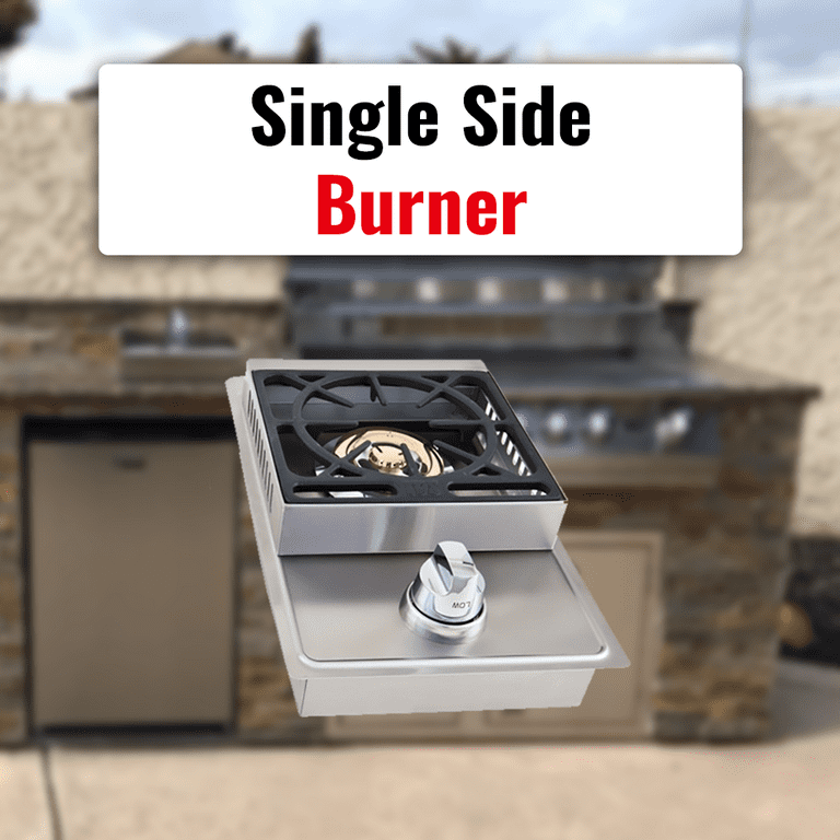 Lion Premium Outdoor Grill Kitchen Package#2 | 32 inch Propane Grill Set | Single Side Burner, Door/Drawer Combo, Mini Fridge, Bar Sink, Ceramic Heat