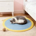thumbnail image 2 of Washable Cotton Rope Cat Rug, Reversible Round Scratching Mat with Tassels, Vintage Style Pet Bed and Lounger for Indoor Cats, 2 of 7