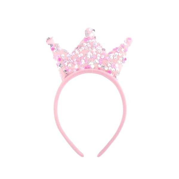 wonima44 SuPoo Sequin Headband for Girls Bling Pink Princess Crown Headband Glitter Head Bands Halloween Party Hair Bands Sparkly Hair Accessories for Birthday Back to School Christmas