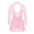 thumbnail image 2 of vastwit Kids Girls Figure Ice Skating Dress Long Sleeve Rhinestone Sheer Mesh Ballerina Dancewear Pink 12, 2 of 5