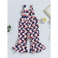 thumbnail image 4 of Arvbitana 12M 18M 24M 3T 4T 5T Toddler Girls Summer 4th of July Casual Sling Jumpsuit Sleeveless Letter Floral Print Suspender Pants, 4 of 8