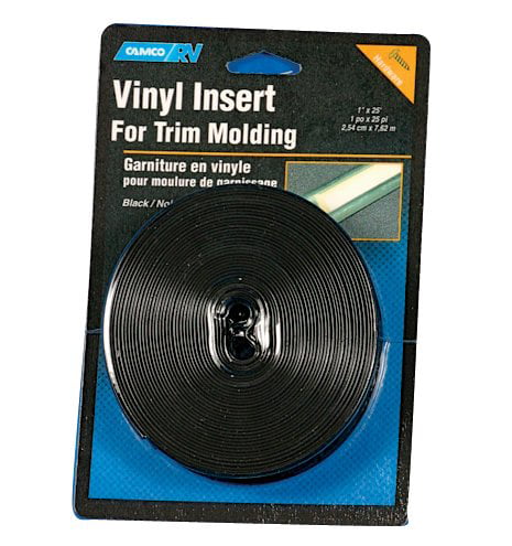 Camco Vinyl Trim Insert with UV Inhibitors for Extended Life Replace Cracked and Stained RV Trim Inserts 25173 3/4 x 25, Black