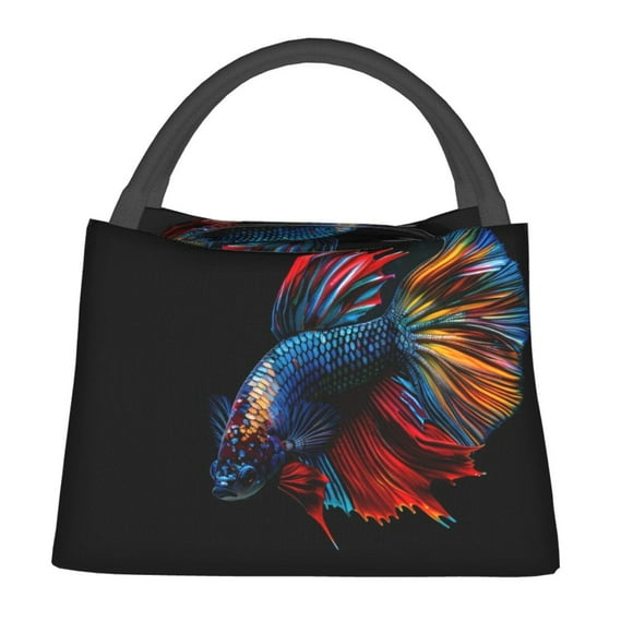 Vsdgher Colorful Betta Fish Print Insulated Bags, Insulated Cooler Bag Totes for Hot or Cold Food Bring or Delivery
