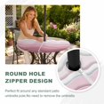 thumbnail image 4 of Round Outdoor Tablecloth with Umbrella Hole and Zipper, Pink Ombre Stripe Tablecloth with Elastic Waterproof, Abstract Summer Beach Coastal Patio Table Covers for 36" - 44" Picnic Pool Tables, 4 of 9