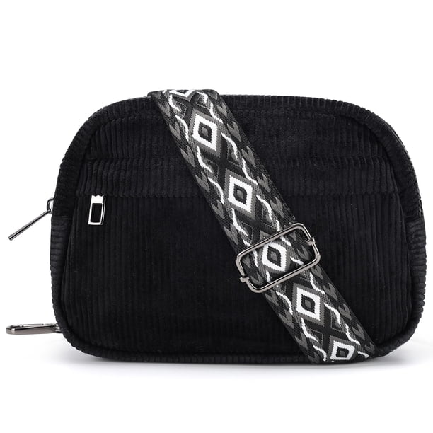 Bolso Cruzado MAXTOP Pequeño de Pana con Correa Desmontable Negro