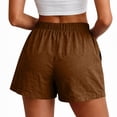 thumbnail image 7 of Resicozy Women Casual Linen Shorts Drawstring Comfy Elastic Waist Shorts Summer Pull On Short with Pockets Brown XL, 7 of 7