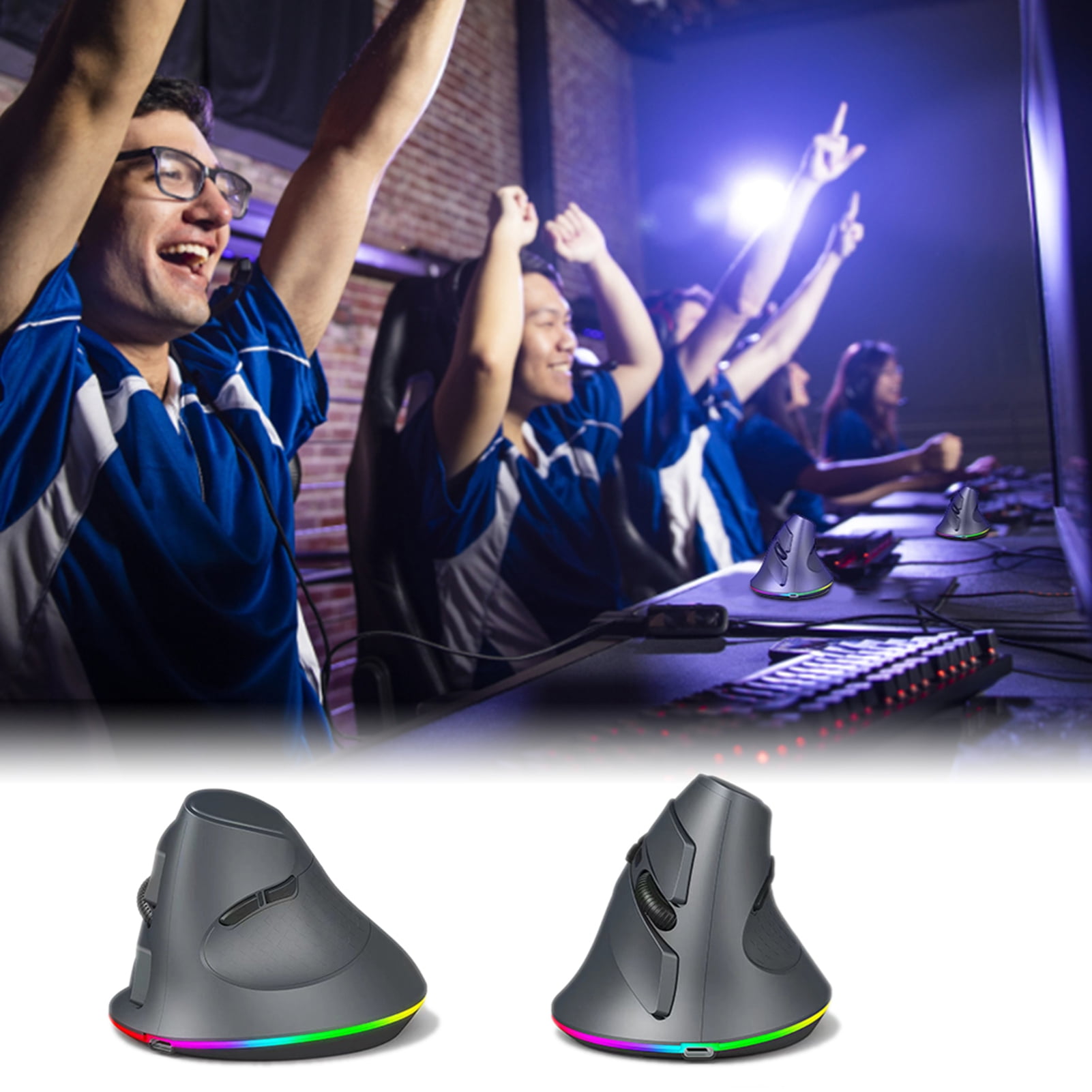 Sorven Ergonomic Computer Mouse Wireless Wireless Gaming Mouse Rechargeable 1200/1600/2400/3200/4800/7200 DPI Ergonomic Design PC Gaming Mouse