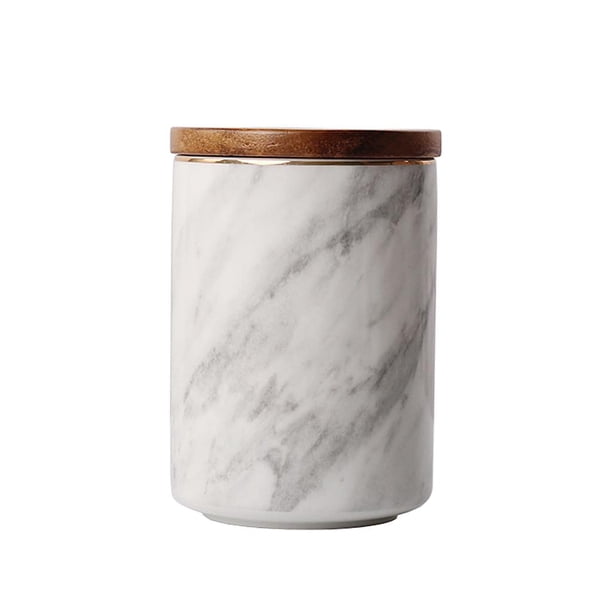 Tarros de cerámica con tapas de bambú, herméticos, grandes, ideales para almacenar alimentos, café, té y otros alimentos en la cocina o el hogar. El 10x15cm