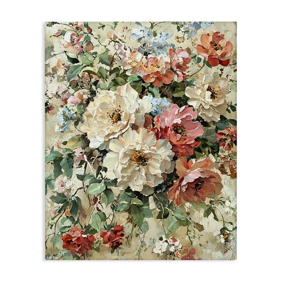 Stupell Industries Aged Abstract Flowers Floral Painting Wrapped Canvas Canvas Art Print Wall Art, 16 x 20