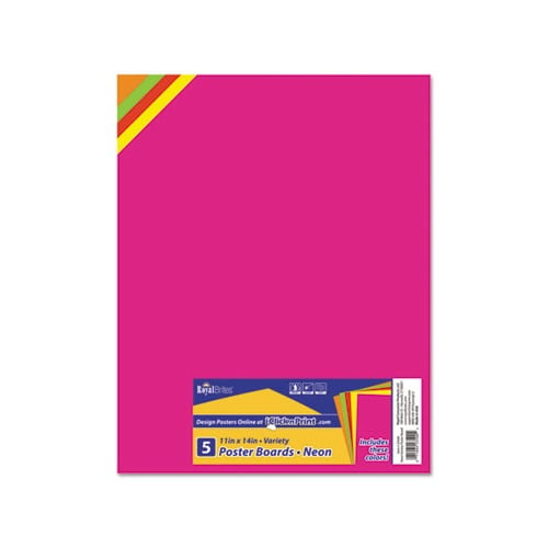 Premium Coated Poster Board 11 x 14, Assorted, 5/Pack