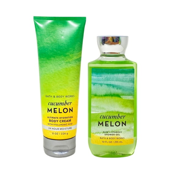 Bath and Body Works Cucumber Melon 2 Piece Set - Body Cream and Shower Gel - Full Size