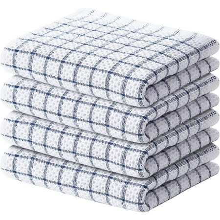 

100% Cotton Waffle Weave Kitchen Towels 15 x 25 Inches Super Soft and Absorbent Dish Towels for Drying Dishes Quick Drying Hand Towels for Kitchen 4-Pack Navy Blue