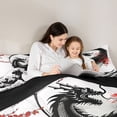 thumbnail image 4 of Metsweet Ocean Wildlife Dragon Full Size Comforter Sets 3-Piece, Japanese Sakura Bedding Comforter Set, Black Red White,Black Reversible,1 Comforter and 2 Pillowcases, 4 of 6