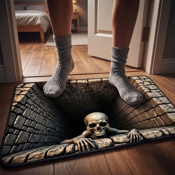 3d Halloween Door Mat, Halloween Optical Illusion Non Slip 3d Halloween Front Door Mat