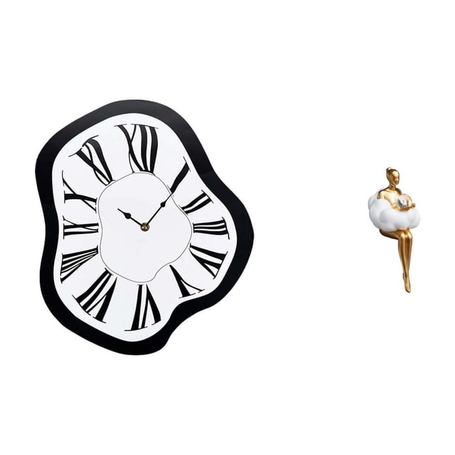 Reloj de pared interior nórdico con números , estatua artística, figura, relojes distorsionados, reloj electrónico de lujo, moderno, de resina