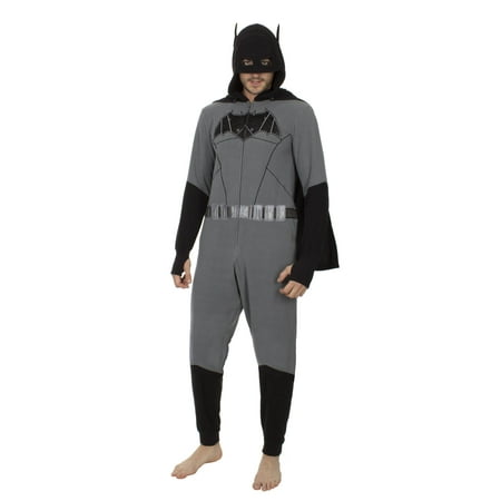 Batman Mens Onesie Union Suit Pajama Costume Black/Grey, Gray, Size: X-Large