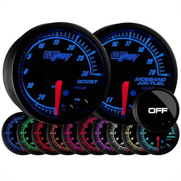 Elite 10 Color 30 PSI Boost/Vacuum & Wideband Air/Fuel Ratio Gauge Set