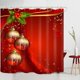 thumbnail image 2 of Cortina de ducha de tela con estampado artístico de luces navideñas rojas para baño, cortina de baño ancha e impermeable, forro de poliéster (1820 x 180 cm), 2 of 5