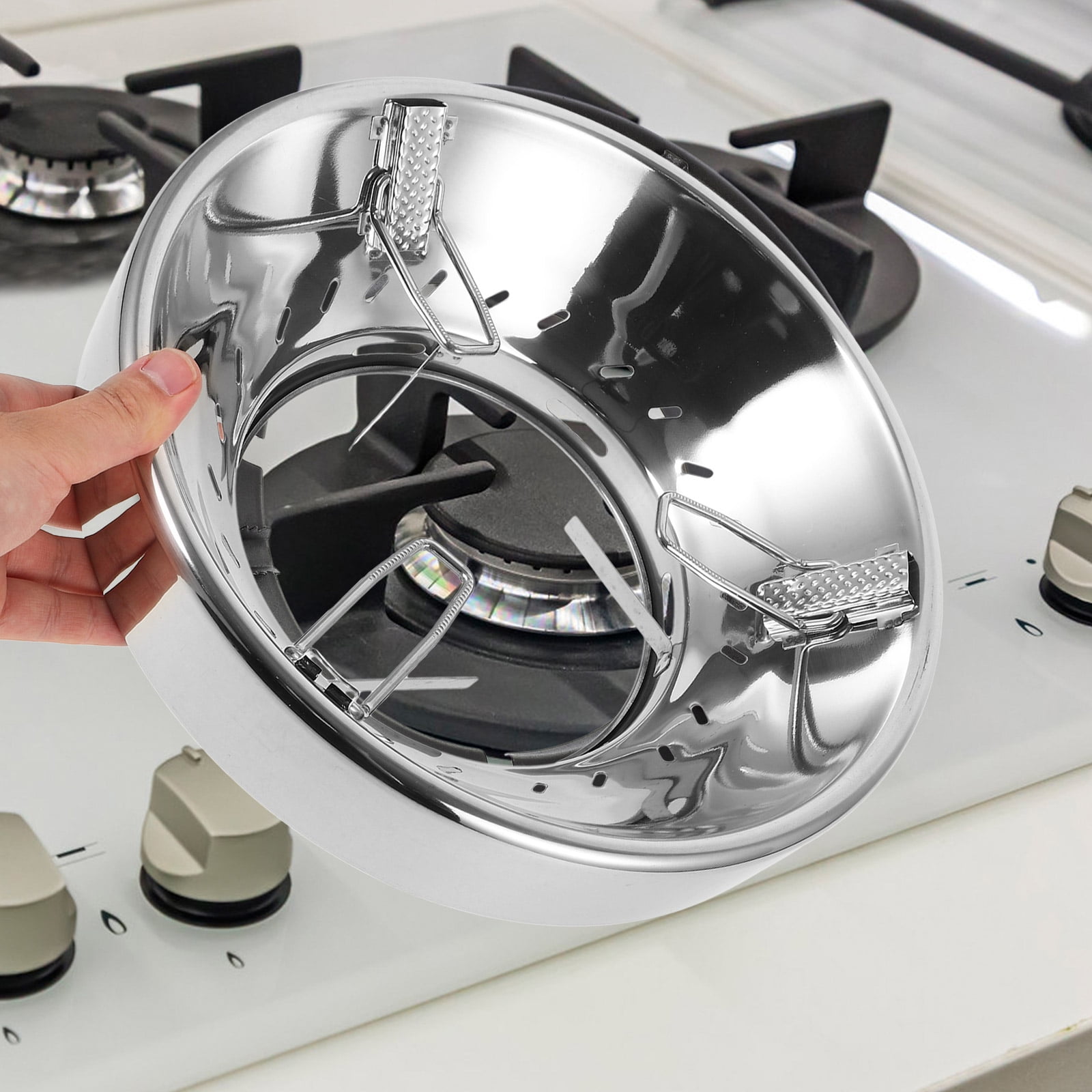 AURARMLET Windproof Stainless Steel Wok Easy Install Kitchen Accessory