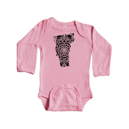

Inktastic Vermont Silhouette Mandala Gift Baby Boy or Baby Girl Long Sleeve Bodysuit