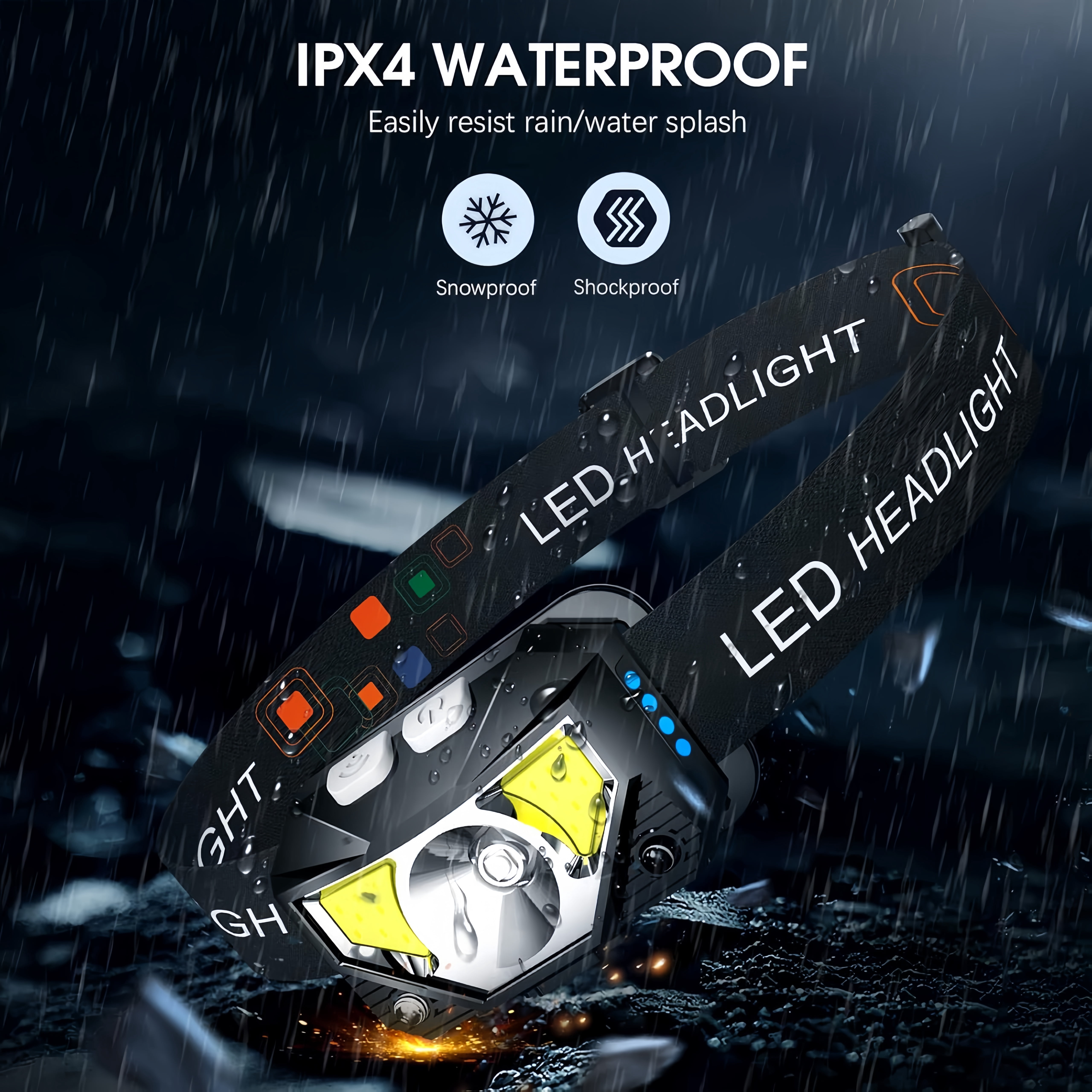 Rechargeable LED Headlamp, 2-Pack Ultra-Light Motion Sensor Headlamp Flashlight with White/Red Light, 8 Modes, IPX4 Waterproof for Camping Hiking Running