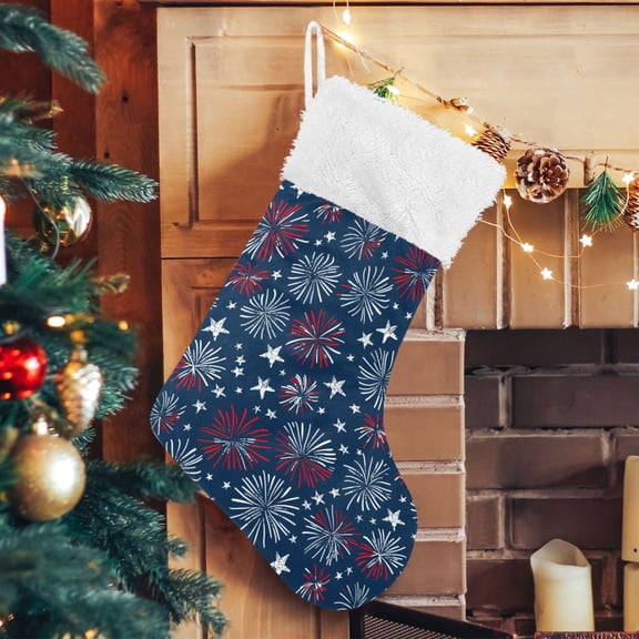 Ryvnso Christmas Stockings Flag Independence Day 17.7" Large Stocking Decoration 1 Pack