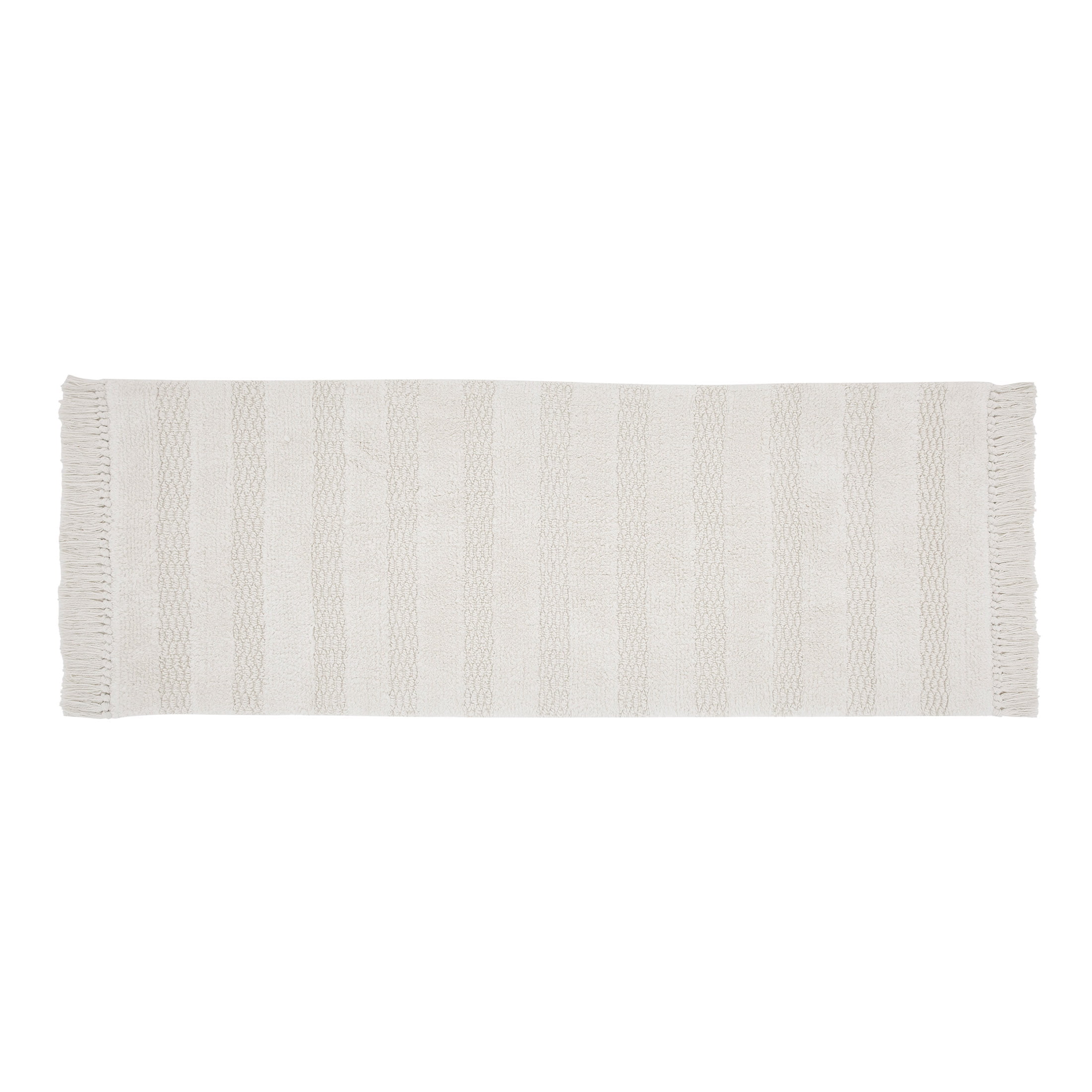 My Texas House Lancaster Fringe Cotton Bath Runner, Ivory, 24" x 60"