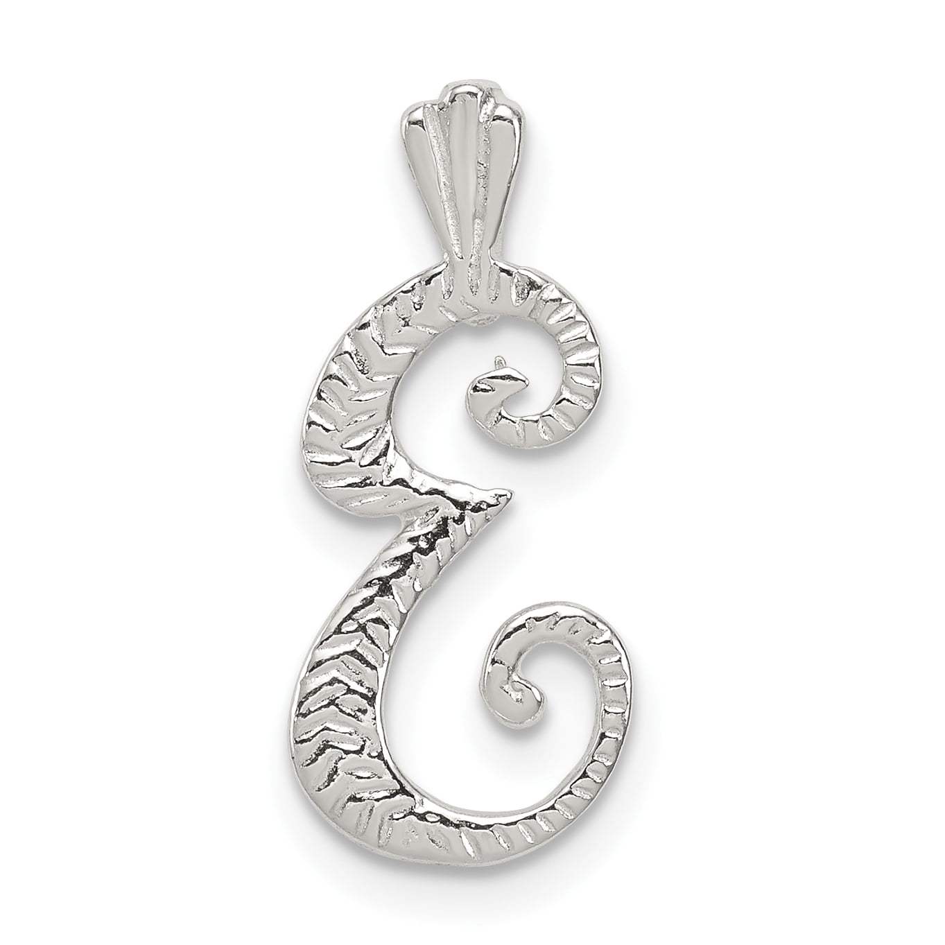 925 Sterling Silver Dainty Letter E Initial Name Monogram Floating Open Chain Slide Pendant Necklace Charm