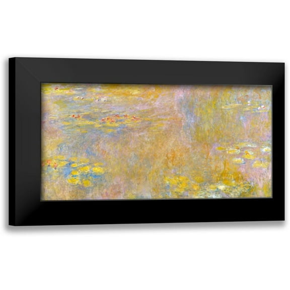 Monet, Claude 14x9 Black Modern Framed Museum Art Print Titled - Waterlilies-Yellow Nirvana