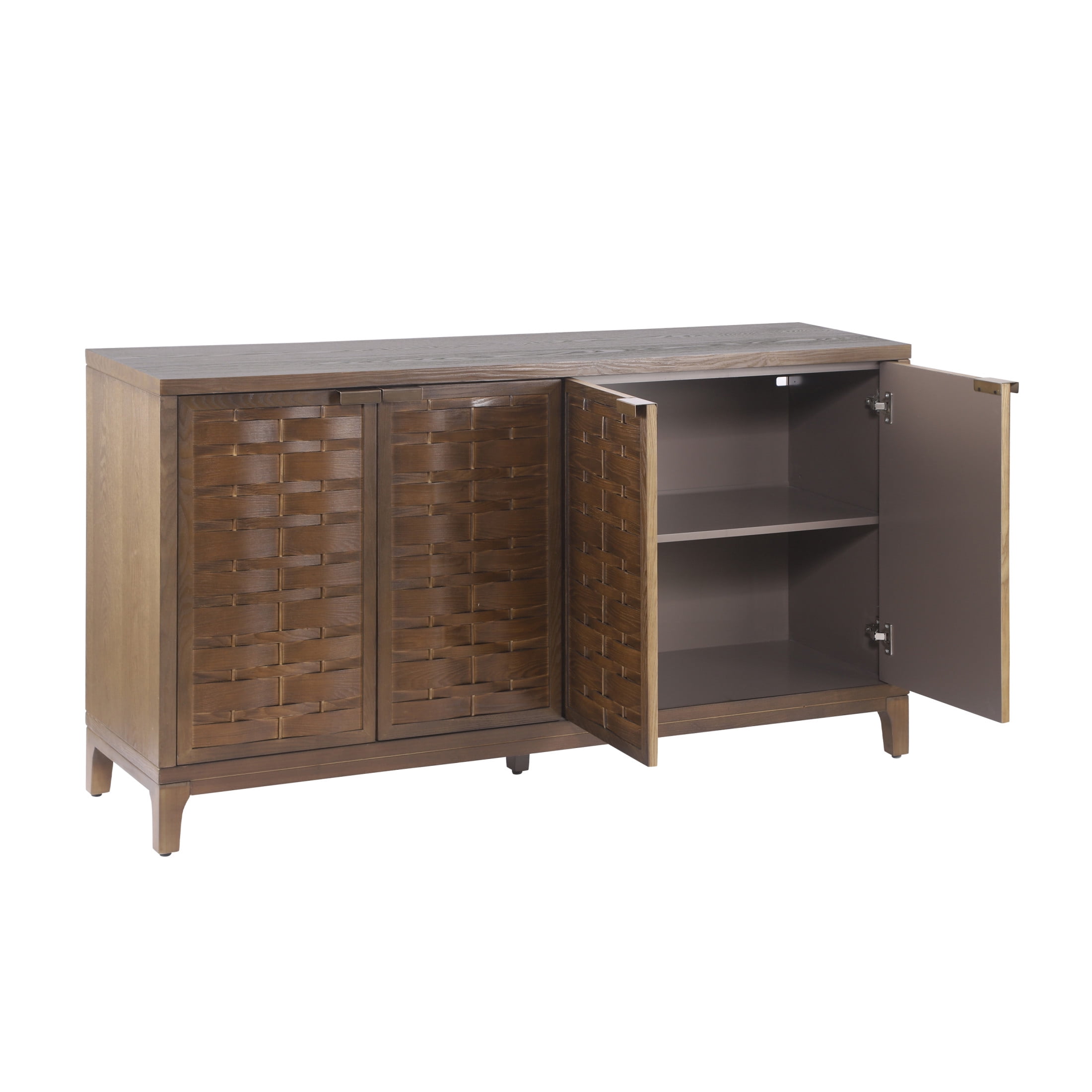 Christopher Knight Home 59" Modern Sideboard Storage Cabinet with Woven Fronts, 4 Doors, Brown