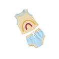 thumbnail image 5 of Seyurigaoka Baby Unisex Clothes Set Rainbow Print Round Collar Vest and Shorts, 5 of 10