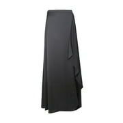 Adrianna Papell Mid Waist Slit Side Elastic Waist Draped Crepe Shirt-BLACK / 4