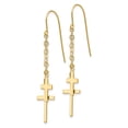 thumbnail image 2 of 14k Yellow Gold Chain Drop Dangle Cross Shepherd Hook Earrings Religious, 2 of 8