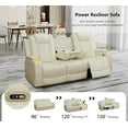 thumbnail image 4 of Breathing Leather Power Recliner Sofa Set, Reclining Living Room Set with LED, Reclining Sofa Recliner Couch with Cup Holder/USB Ports (3 Pieces Couch Set, Cream White), 4 of 5