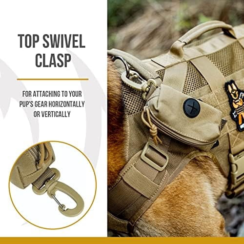 Doggy Poop Bag Holder Zipper Dog Waste Bag Pouch Leash Attachment for Walking Training Running Hiking Brown