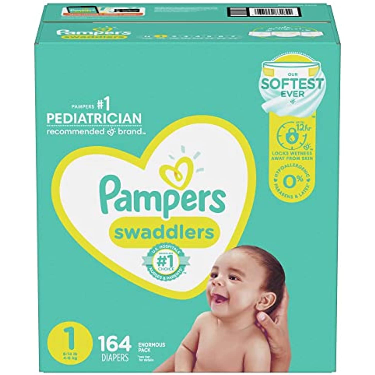 Pampers Swaddlers Diapers Size 1, 164 Count (Select for More Options)