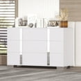 thumbnail image 2 of Modern Dresser with Metal Handle, Mirrored Storage Cabinet and 6 Drawers for Bedroom, Living Room, White, 2 of 8