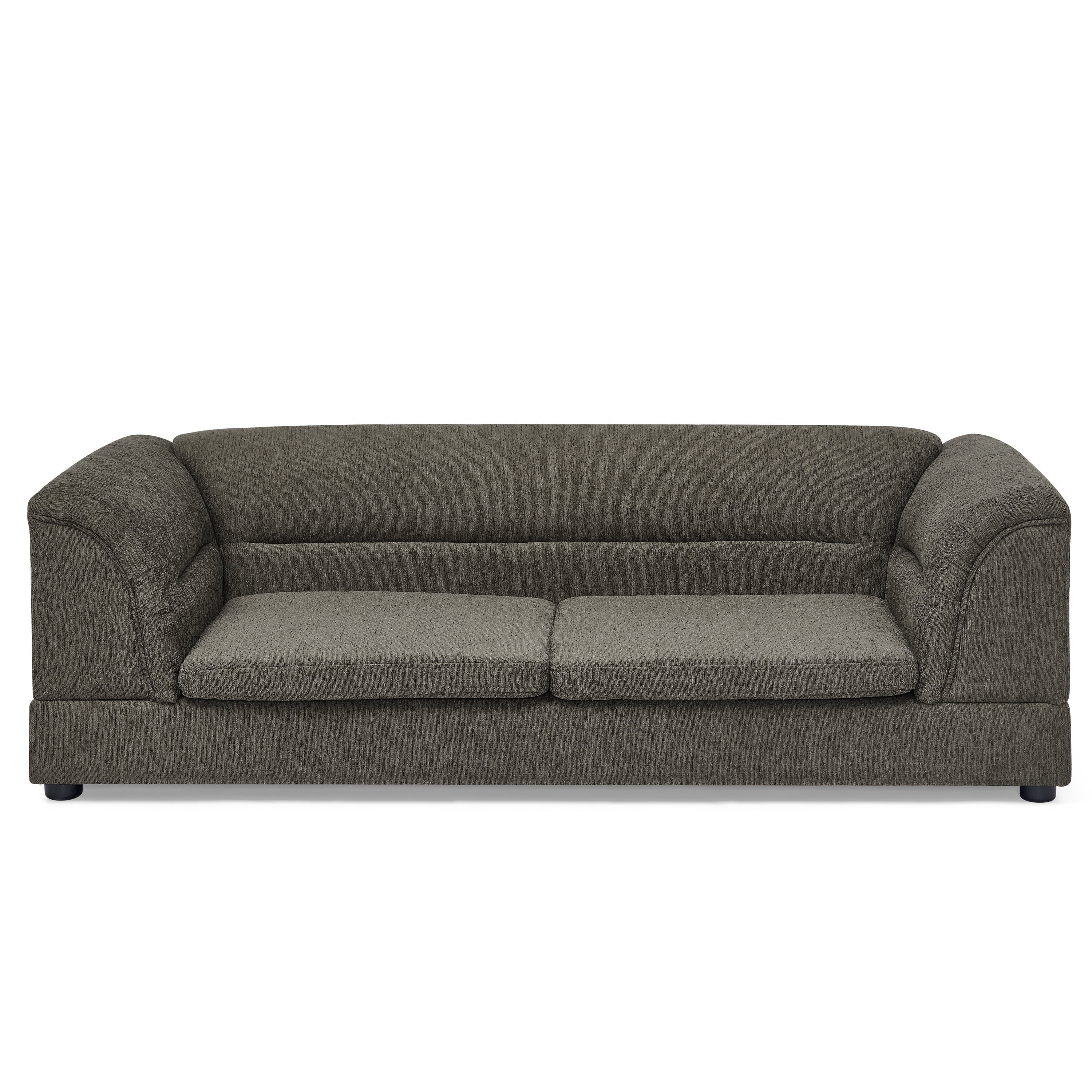 Oversized Pet Sofa, Curved Armrest Rectangular Dog Sofa, Linen Fabric Comfort Pet Couch for Large & Oversized Dogs-Dark Gray