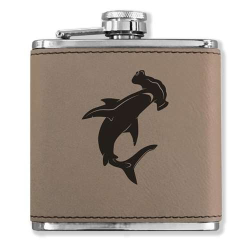 Faux Leather Flask - Hammerhead Shark - Light Brown