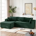 thumbnail image 5 of LazySunsets 103" Boneless Couch for Living Room, L-Shaped Modular Sectional Sofa with Wide Armrests and Cup Holders, Corduroy Cloud Cuch No Assembly, Green, 5 of 10