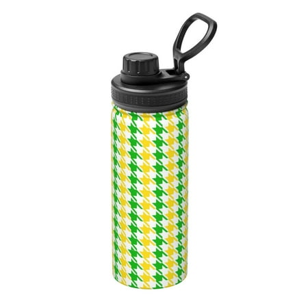 

Salouo yellow and green houndstooth for 18oz Stainless Steel Vacuum Insulated Tumbler Coffee Travel Mug Spill Proof with Lid Thermos Cup for Keep Hot/Ice Coffee Tea and Beer