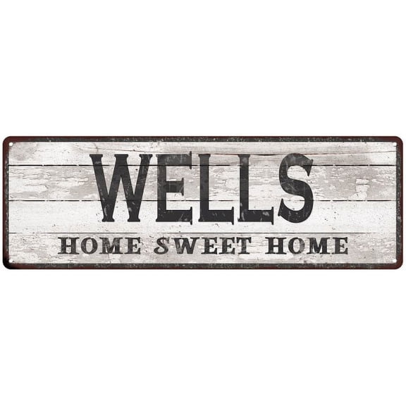 WELLS Home Sweet Home Country Look Gift 6x18 Metal Sig 206180045180