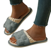 vokkrv Slippers for Womens Warm Anti-Slip House Shoes Comfortable Cotton Slippers Home Bedroom Shoes Indoor & Outdoor Gray 11.5
