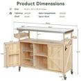 thumbnail image 6 of Bellemave Outdoor Kitchen Island Solid Wood Mobile Rolling Bar Cart with Lockable Wheels, Rack and Stainless Steel Top Outdoor Grill Table with Storage Cabinet for Patio, Natural, 6 of 12