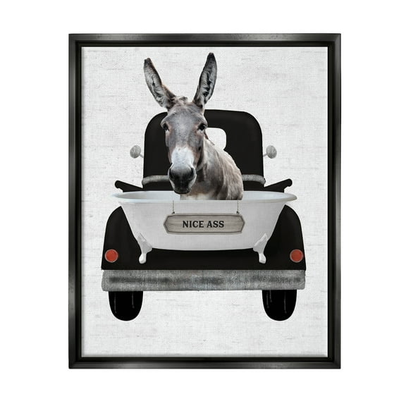 Stupell Industries Nice A** Donkey Phrase Animals & Insects Painting Black Floater Framed Art Print Wall Art, 17 x 21