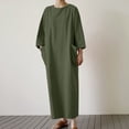 thumbnail image 1 of Fankiway Robe Décontractée en Coton et Lin à Col en V pour Femmes Printemps et Été avec Poches, Manches Courtes, 1 of 7