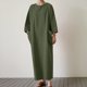 thumbnail image 1 of Puntoco Vestido De Manga Corta Con Cuello En V, Vestido Casual De Manga Media Con Bolsillo De Algodón Y Lino De Color Sólido Con Cuello En V Para Mujer De Primavera Y Verano Verde Militar Xxl, 1 of 7