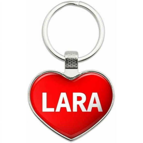 Lara - Names Female Metal Heart Keychain Key Chain Ring, Multiple Colors Available