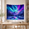 thumbnail image 5 of Aurora Borealis Over Snowy Mountains and Forest, Serene Digital Art for Nature Lovers, Northern Lights Wall Art Christmas Gift Tapestry Wall Hanging for Bedroom and Living Room, 5 of 7