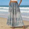 thumbnail image 2 of LWavelet Women Tribal Print Tiered Maxi Skirt Elastic Waist With Pockets Boho Long Skirt Light Blue 2XL, 2 of 6